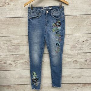 Seven 7‎ Vancouver Mid Rise Skinny Floral Embroidered Novelty Jeans denim Size 4